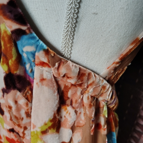 Anthropologie Floral Maxi Dress XSP Romantic Velvet Burnout Boho Whimsical Fairy - Picture 16 of 16